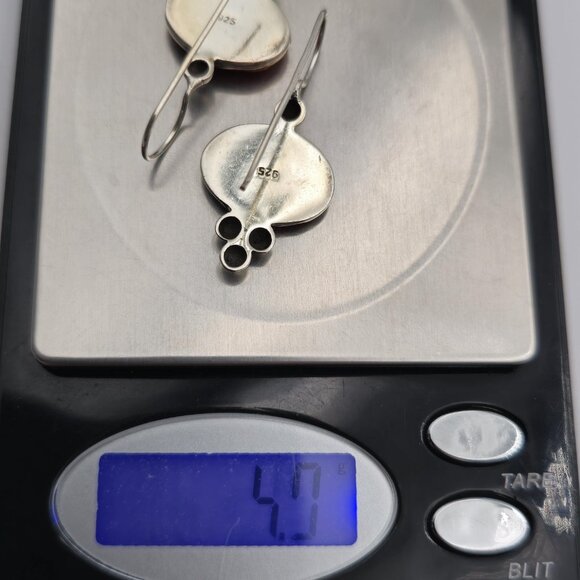 Sterling Silver Oval Red Shell Unique Earrings A2035 - Picture 5 of 5